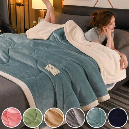 Milk Fleece Autumn Winter Warm Weighted Blankets for Beds European Thickened Beibei Velvet Throw Blanket Warmth Quilt Comforter.