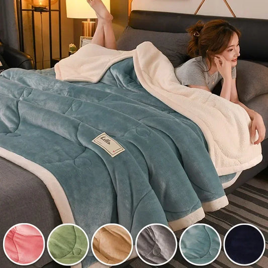 Milk Fleece Autumn Winter Warm Weighted Blankets for Beds European Thickened Beibei Velvet Throw Blanket Warmth Quilt Comforter.