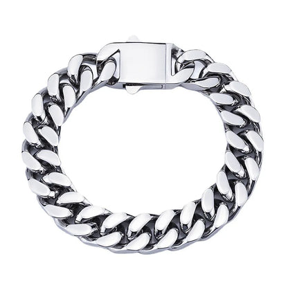 316 Stainless Steel Plated 18k Gold Fashion Crypto Cuban Chain Miami Rap Hip Hop Men's Bracelet Accessory.