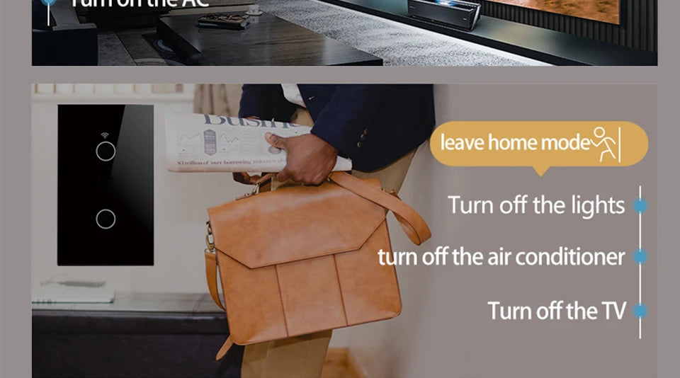 Tuya WiFi Touch Wand Smart Switch 1/2/3 Gang Licht Schalter Ohne Neutral Linie Smart Leben APP Steuerung unterstützung Alexa Google Hause.