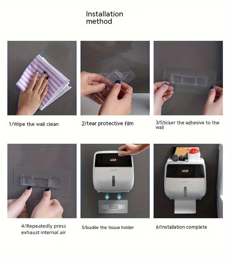 1 Stück Toilettenpapierhalter ohne Bohren, Badezimmer-Organizer |   Selbstklebende Wandhalterung für Taschentücher/Tücher, Badezimmer-Taschentuchabgabe