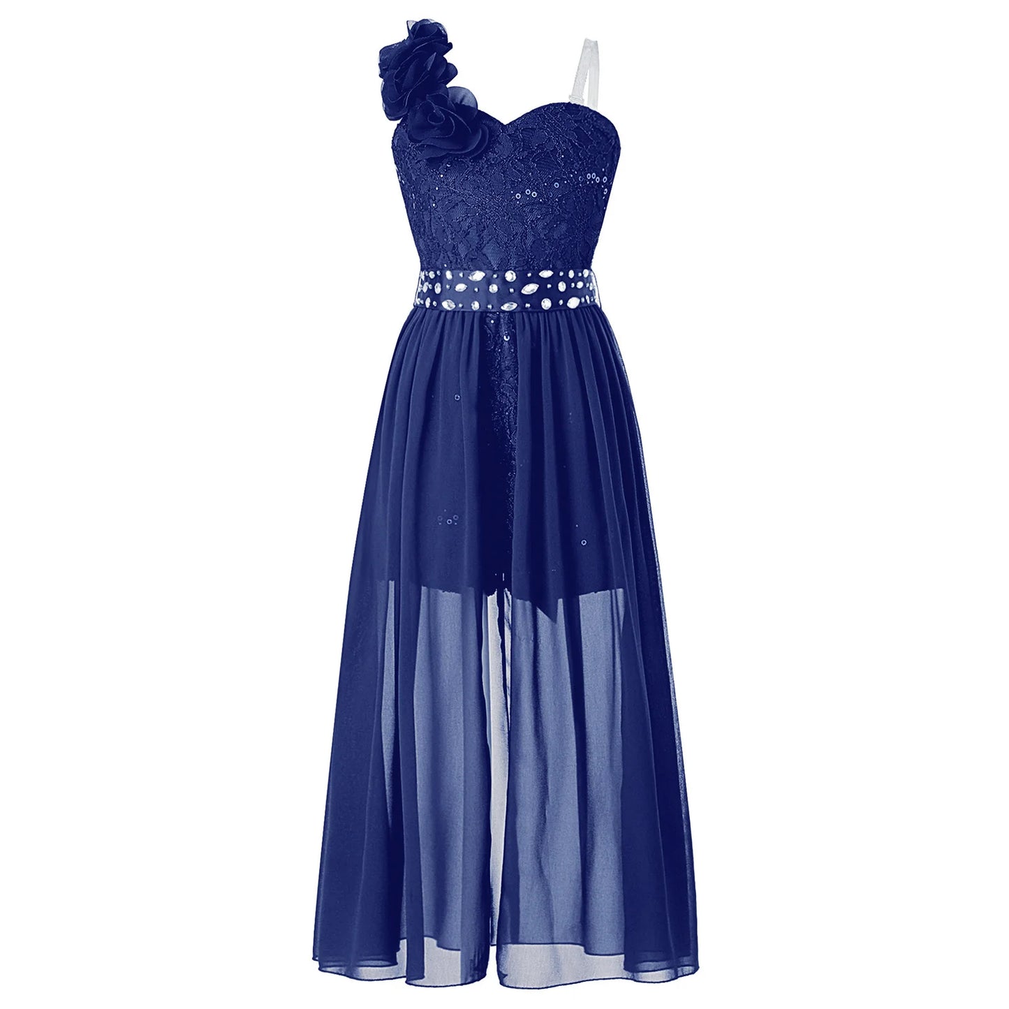 Elegantes Partykleid für Mädchen, Hochzeit, Geburtstag, Abschlussball, Bühne, Festzug, glänzende Pailletten, Perlenapplikation, Spitze, Chiffon, Overall-Kleider