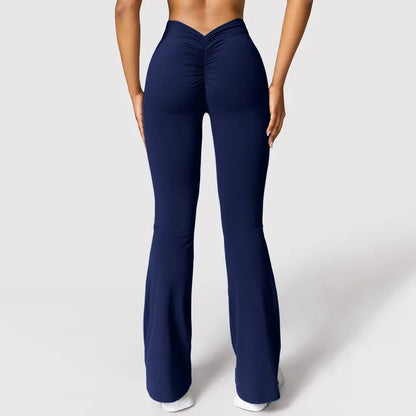 Fashion Micro Horn Leggings Women V-back Waist Sports Pants High Waist Push Up Butt Gym Pants Solid Slim Casual Leggings.