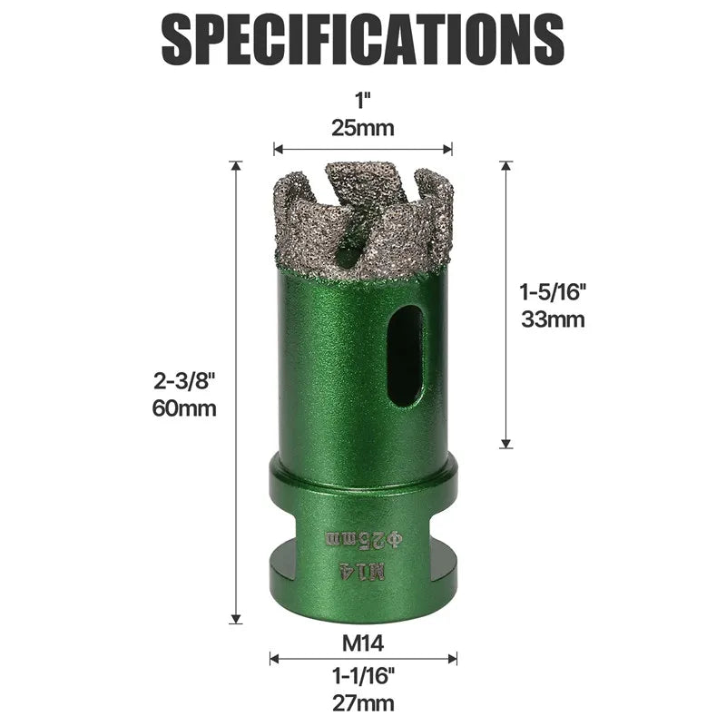 6–130 mm M14-Gewinde, trocken, vakuumgelöteter Marmor, Mauerwerk, Lochsäge, Öffner, Diamantbohrkrone für Keramikfliesen, Granit, Marmor