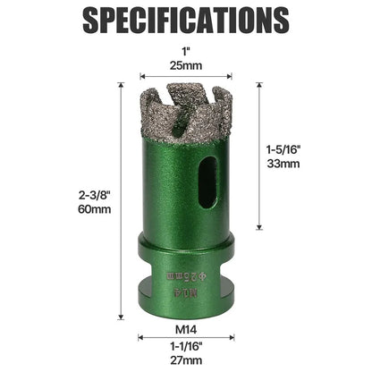 6–130 mm M14-Gewinde, trocken, vakuumgelöteter Marmor, Mauerwerk, Lochsäge, Öffner, Diamantbohrkrone für Keramikfliesen, Granit, Marmor