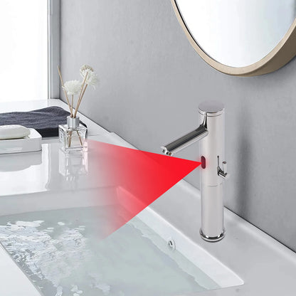 Basin Electronic Automatic Sensor Touchless Bathroom Sink Faucet, Motion Activated Hands-Free Vessel Sink Tap