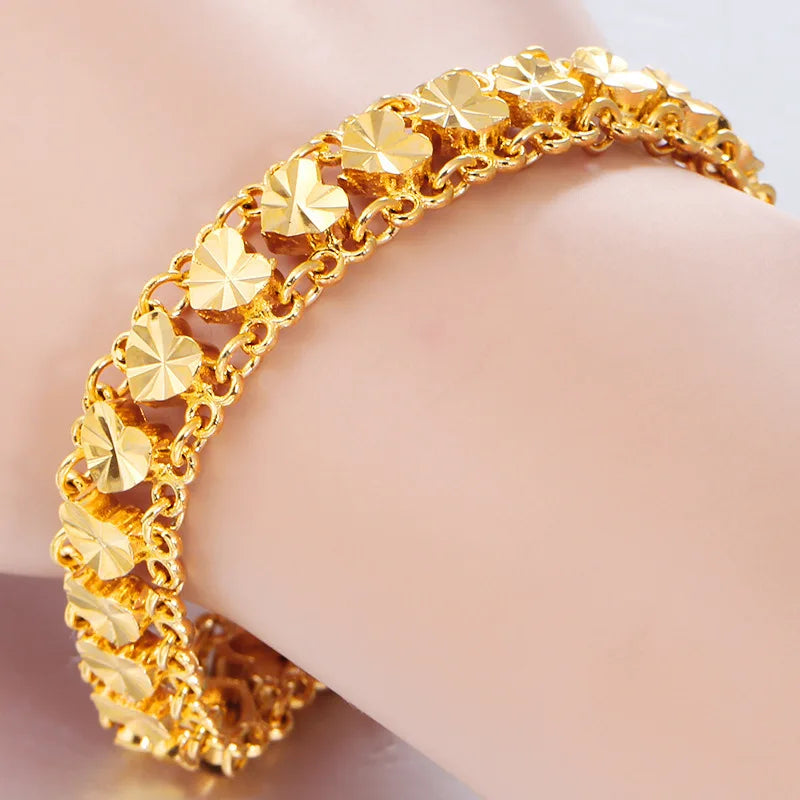 925 Silver 24k Gold Plated Women's Bracelet 18cm - 19cm Chain Bracelet Fine Jewelry.