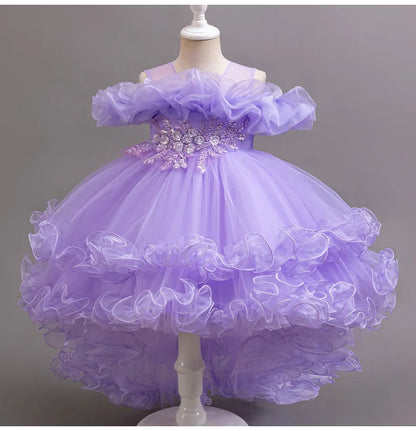 3-10 Jahre altes Mädchen Kinder schleppendes Kleid neues elegantes Mädchen Performance Puffrock Prinzessin Rock Blume Kinder Hochzeit Mädchen.