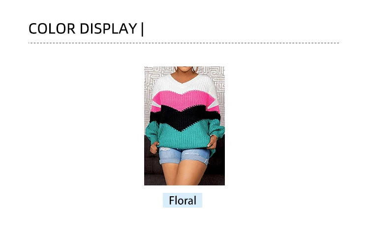 Plus Size Damen 2024 Herbst und Winter Neuer lässiger Strickpullover mit V-Ausschnitt Langer Pullover Herbst und Winter Beste Wahl.