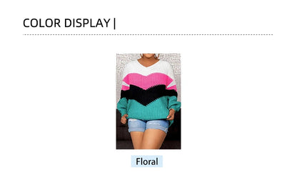 Plus Size Damen 2024 Herbst und Winter Neuer lässiger Strickpullover mit V-Ausschnitt Langer Pullover Herbst und Winter Beste Wahl.