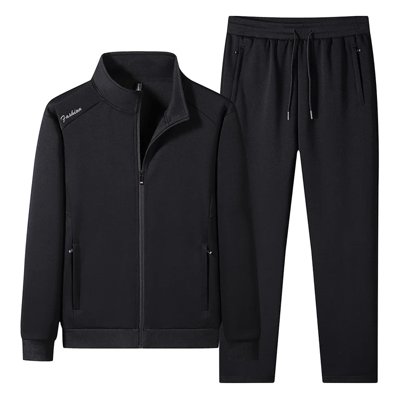Plus Size 6XL 7XL Men's Sportswear Casual Cotton Tracksuits Men Sets Outwear Jacket+Sweatpant Joggers Running Winter Sports Suit
