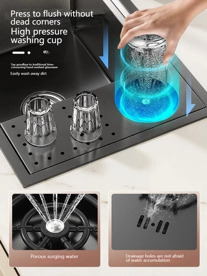 Stainless Steel Hidden Sink Bar Kitchen Sinks Small Single Slot with Lid Touring Car Multifunctional Wash Basin Balcony Garden