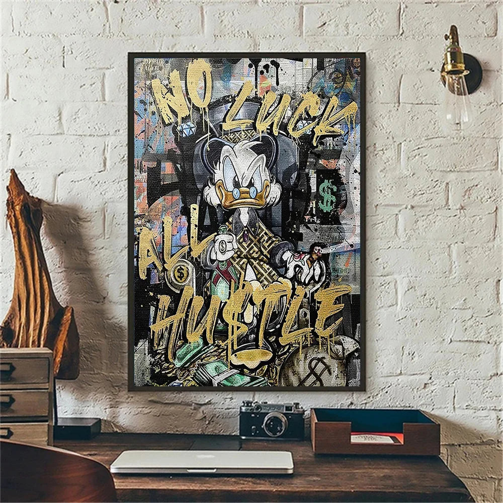 MINISO Disney Marvel Donald Duck Home Living Room Bedroom Art Poster Street Graffiti Children's Room Wall Mural Canvas HD Prints.