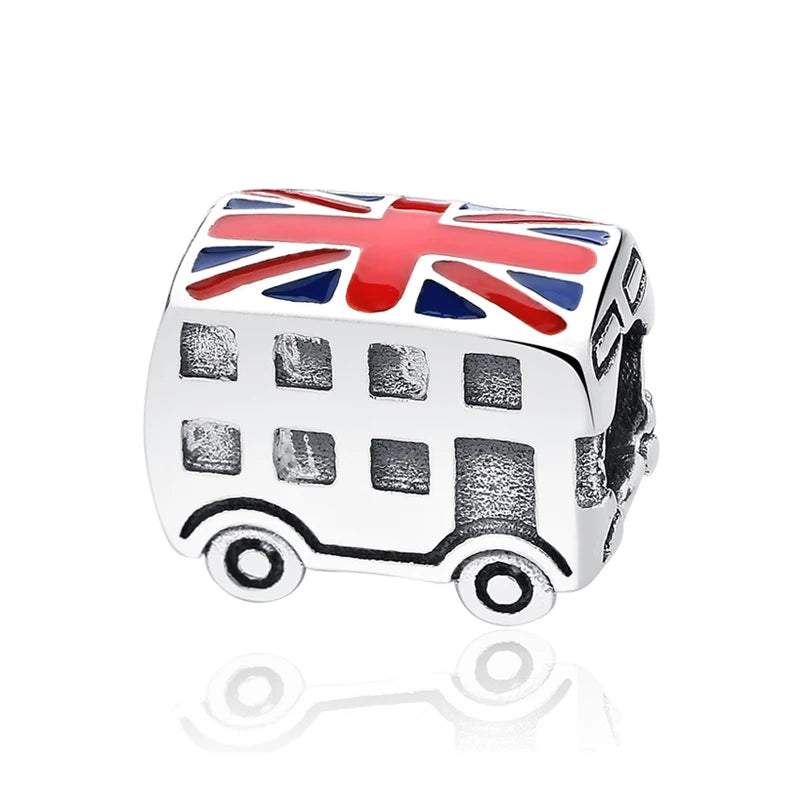 Original 925 Sterling Silver Charms Love Travel London Bus Suitcase Paris Beads Fit Brand Bracelets Necklaces Women DIY Jewelry