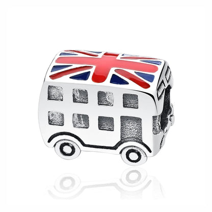 Original 925 Sterling Silver Charms Love Travel London Bus Suitcase Paris Beads Fit Brand Bracelets Necklaces Women DIY Jewelry