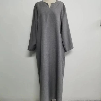 Lockeres, elegantes, reines, langes Kleid im Nahen Osten-Stil für Damen in Übergröße, schlanker Midirock, lässiges, bequemes Maxikleid