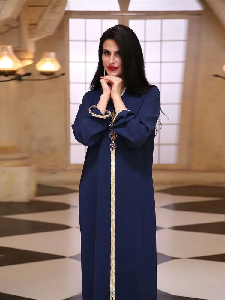 Ramadan Eid Blue Abaya Dubai Turkey Islam Hijab Muslim Dress Kaftan Robe Longue Femme Kebaya African Dresses For Women Caftan.