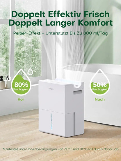 Dehumidifier 2000 ml for Bedroom, Double Hold Design, Drying Mode, Sleep Mode 30 dB, Intelligent Auto Defrost Function 24h Timer