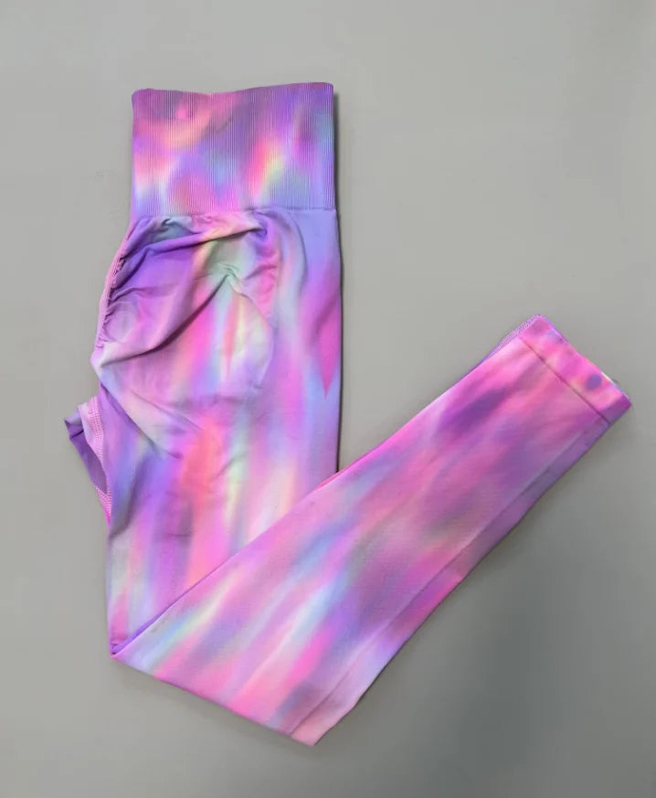 New Tie Dyed High Waist Gym Leggings Push Up Scrunch Seamless Thick Sports Pants Elastic Soft Yoga Workout Leggins Women.
