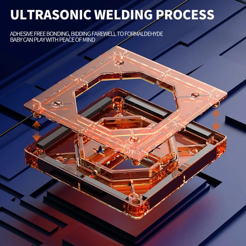 Light magnetic tiles building blocks for kids, 3D clear educational building toys, magnetic marble running building block toys.