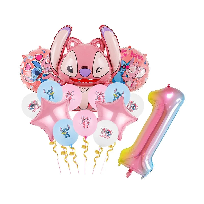 Disney Rosa Stich Geburtstag Party Dekorationen Mädchen Einweg Geschirr Ballon Kuchen Topper Tischdecken Liefert Baby Dusche