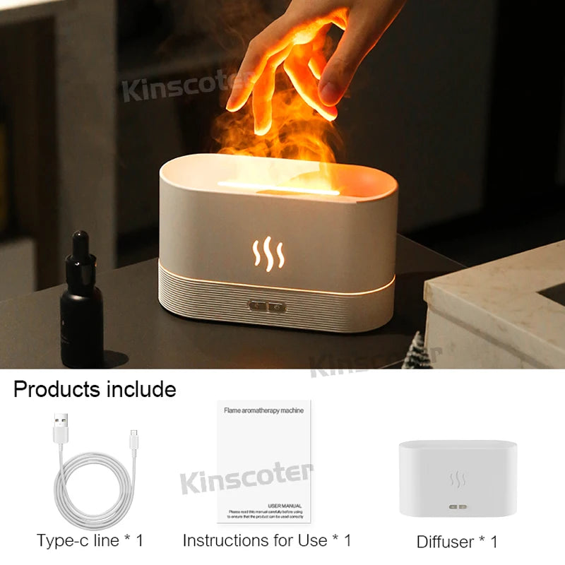 KINSCOTER Aroma Diffuser Air Humidifier Ultrasonic Cool Mist Maker Fogger Led Essential Oil Flame Lamp Difusor.