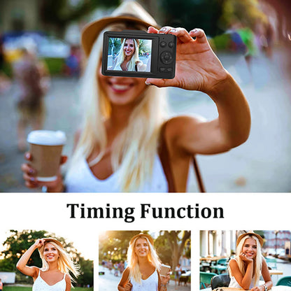 2.8 "digital camera with 64G card, 48MP, 16x zoom, HD video, selfie timer, student camera, USB, for children, students or travel.