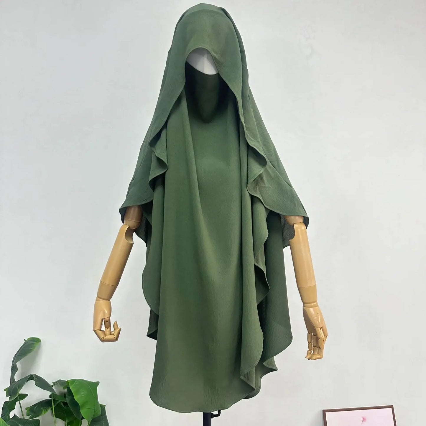 2025 Summer Muslim Women's Hijabs Traditional Soft Plain Scarf Khimar One Layer Stretch Soft Split Traditional Zip Chador