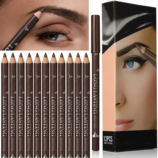 6/12Pcs Eye Brow Pencil Waterproof Professional Women Eye Makeup Pen Easy Color Natural Black Cosmetic Beauty Eyebrow Tool.