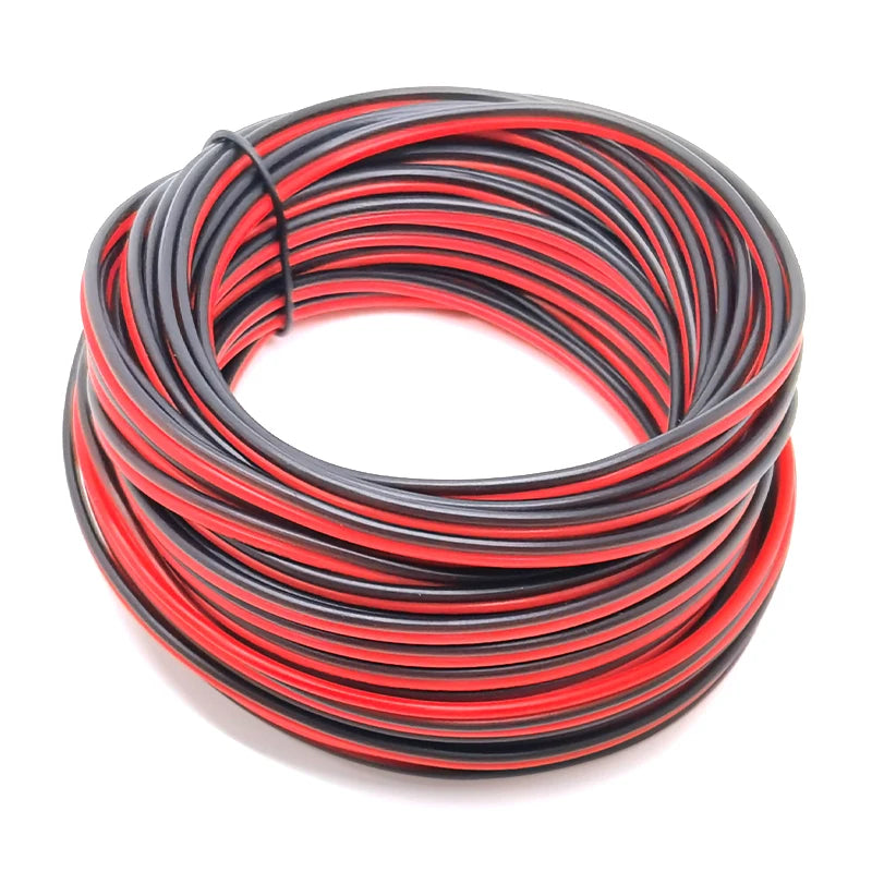 12V Red Black Hookup Wire 2 Pin Automotive Flat Cable LED Extension Wires For Doorbell LED Ribbon Lamp Tape Lighting Speakers.