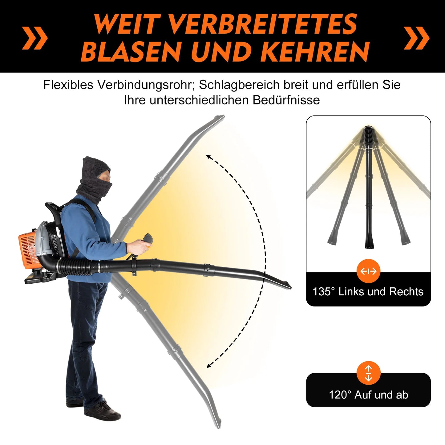 65 CC 2-Takt-Laubbläser mit Gasbetriebenem Rucksack, kommerzielles Rasengrasgebläse für Gras