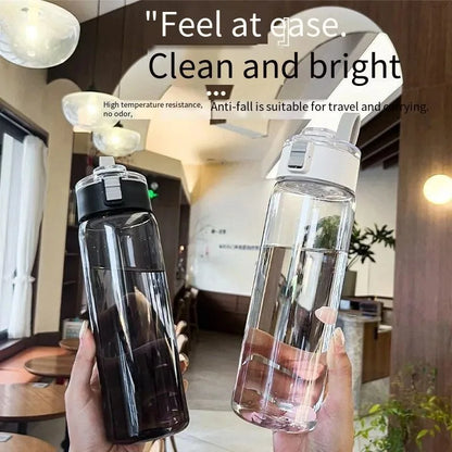 Water Bottle With Time Scale Portable Transparent Kawaii Water Bottle Sports Water Cup Plastic Handy Cup.