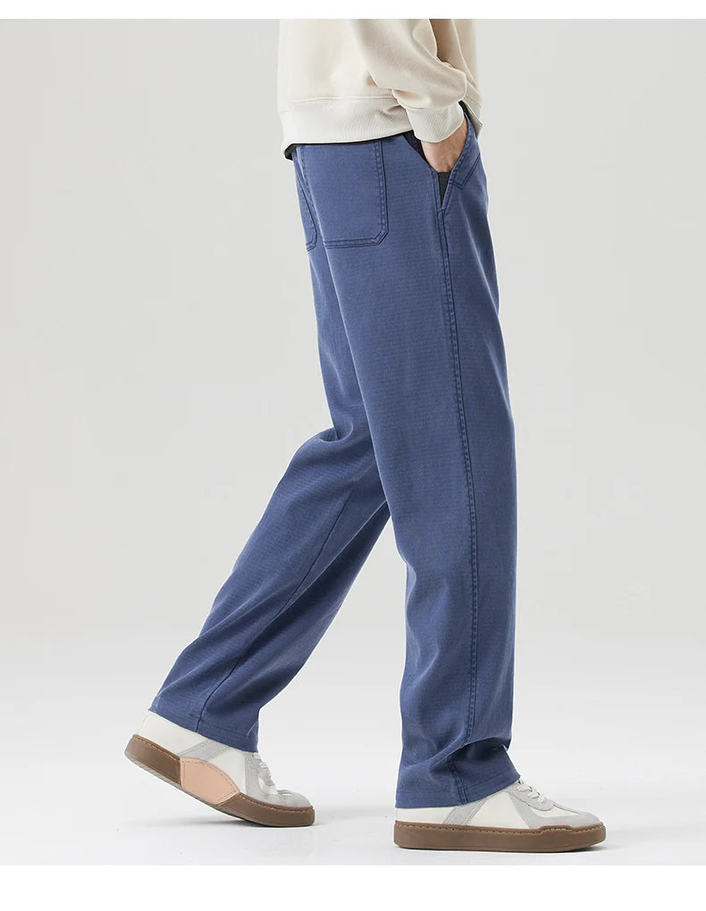 Men's Loose Straight Lyocell Wide Leg Trousers 2025 Autumn Winter Drape Comfortable Versatile Casual Pants Plus Size 5XL