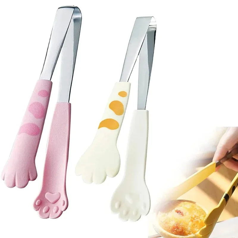 Sandwich grill clip Non dirty hand food baking clip Stainless steel salad bread barbecue clamp Cute cartoon cat paw dinner tongs.