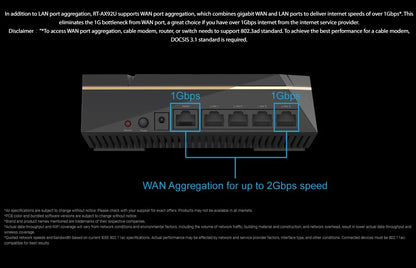 ASUS RT-AX92U AX6100 Tri-Band WiFi 6 802.11AX Gaming Router 6100Mbps MU-MIMO & OFDMA AiMesh Whole Home Mesh WiFi GPN Mobile Game.