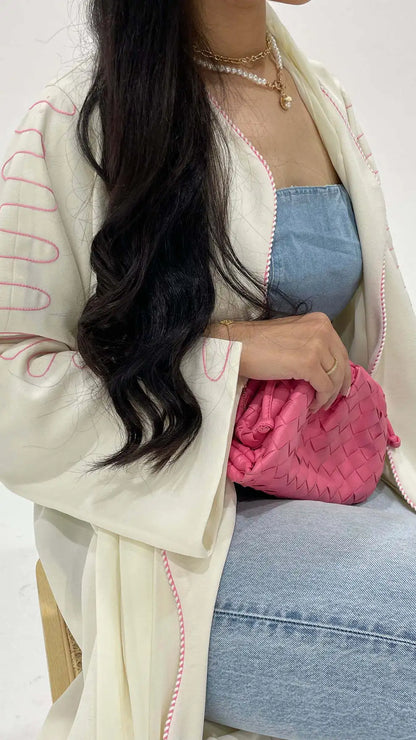 Luxury Embroidery Muslim Abaya Wave Kimono Dubai Islam Muslim Dress Women Kebaya Kaftan Cardigan Robe Musulmane Caftan Marocain.