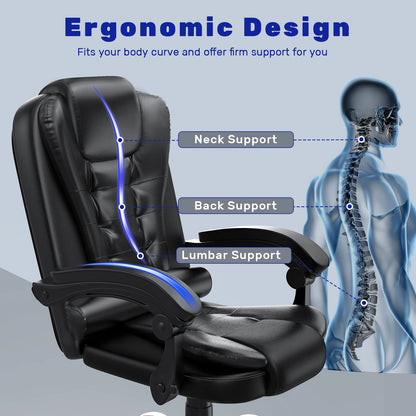 Ergonomic Office Chair Desk Chair with High Backrest PU Leather Swivel Chair Deck Chair Gaming Chair for Office Home