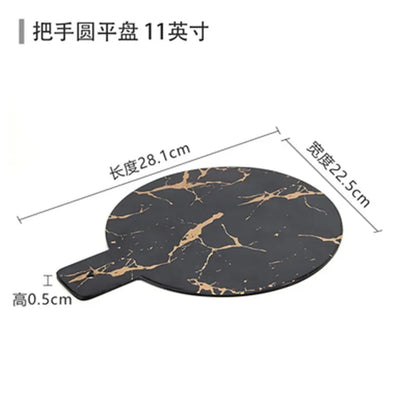 Marble Texture Imitation Melamine Plate BBQ Tableware Cake Fruits plates Snack Tray Outdoor Party Dishes Steak.