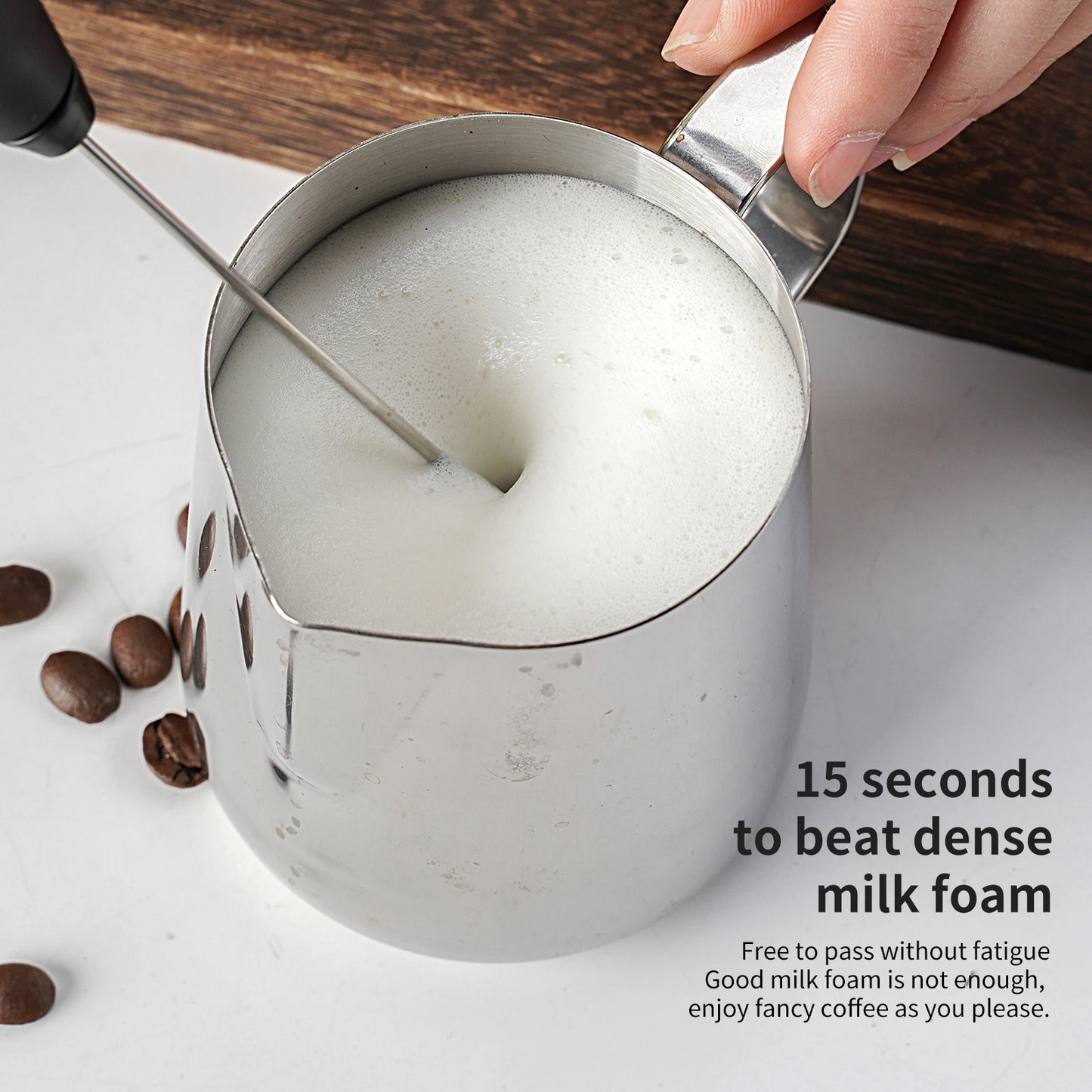 Powerful Milk Frother Wand Mini Handheld Milk Frother Whisk Rechargeable Drink Mixer for Coffee Lattes.