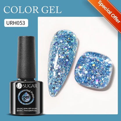 UR SUGAR 7/7.5ml Summer Blue Silver Gel Nail Polish Semi Permanent High Quality Soak Off UV LED Varnishes Nails Art Manicure.