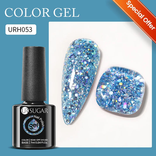 UR SUGAR 7/7.5ml Summer Blue Silver Gel Nail Polish Semi Permanent High Quality Soak Off UV LED Varnishes Nails Art Manicure.