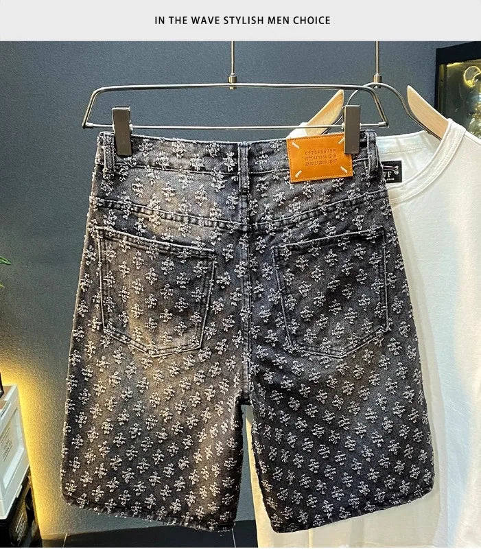Sommer Schwarz Gewaschene Denim Shorts männer Jeans Shorts Designer High Street Fashion Lose Firt Gerade Bein Männliche Fünfte Hosen.