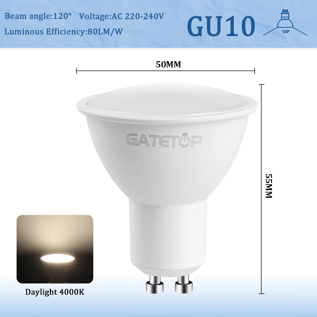 4–20 Stück GU10 LED-Strahlerlampe, dimmbar, warm, kalt, weißes Licht, 120 °   38 °   3000K 4000K 6000K für das Home-Schlafzimmer derec Einbauleuchte
