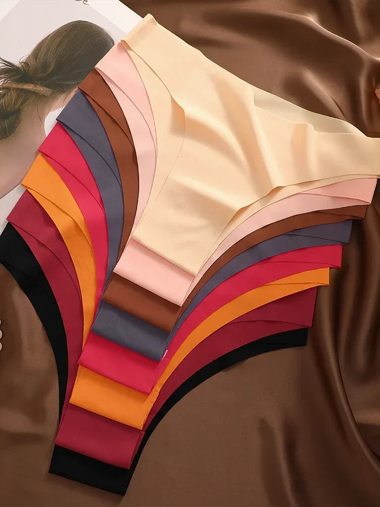 3PCS Women Seamless Brazilian Panties Ultra-thin Maillard panties Ice Silk Underwear Sexy Panty Low Waist G-string Female Solid.