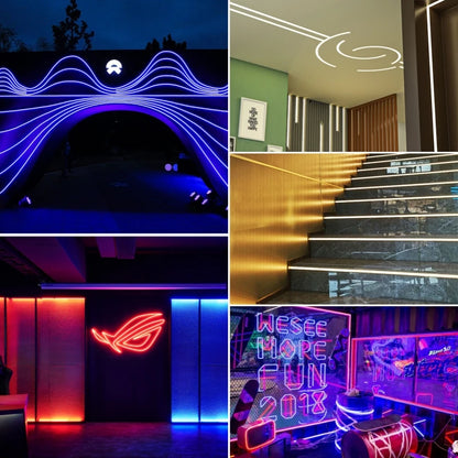 Recessed Black Silicone Tube LED Neon Light Flexible Rope Channel Diffuser WS2811 WS2812B Outdoor Waterproof Ribbon Strip Lights.