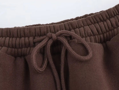 Brown Set Woman Two Pieces Casual Elegant Autumn Woman Sets Vintage Holiday Outfits Long Sleeve Sets Y2k Outfit Set