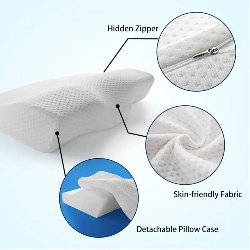 Memory Foam Bed Orthopedic Pillow Neck Protection Slow Rebound Memory Pillow Butterfly Shaped Health Cervical Neck.