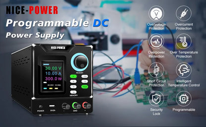 KUAIQU Programmable RS232 Communication DC Power Supply 30V 10A, Adjustable Laboratory Power Supply 60V 5A, 120V 3A, Edit Stored.