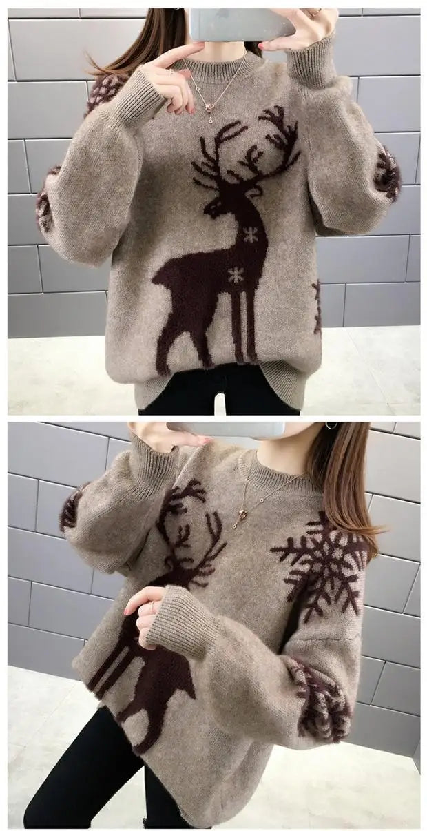 Herbst Winter Neue Langarm Stricken Pullover Oansatz Alle-spiel Lose Plus Größe Süße Pullover Mode Lässig Frauen Kleidung.