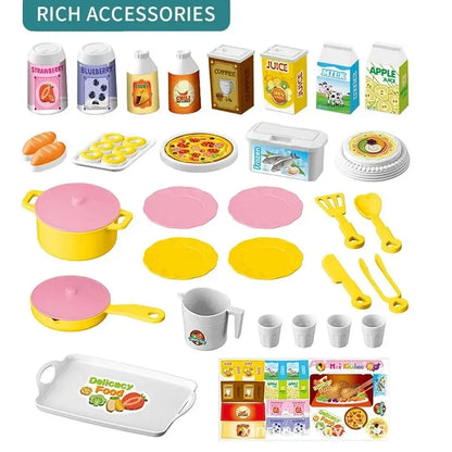 Mini Kitchen Counter Play Set DIY Simulated Cooking Food Tableware Play House Role Play Pretend Game Toy Gift Kid Boy Children.